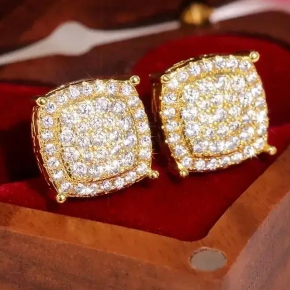 Gold Diamond Earrings - Picture 2 of 2